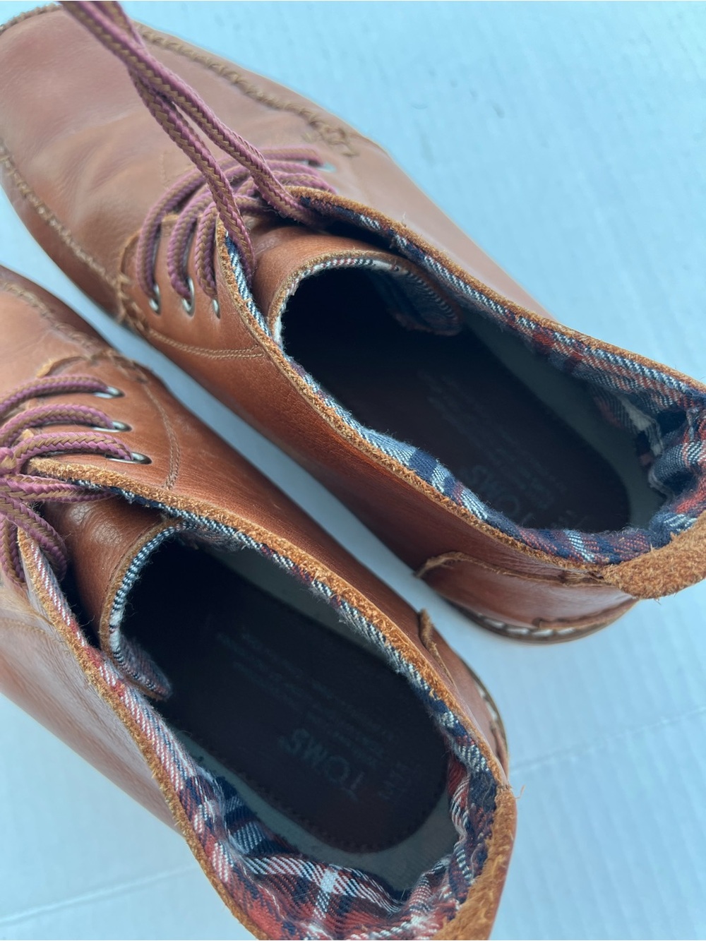 Toms Men Brown Leather Lace-Up Casual Boots Leather Boots Sz 11 - Picture 4 of 7